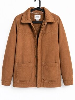 BOSTON TRADERS Tan Brown Faux Suede Sherpa Lined Jacket Small
